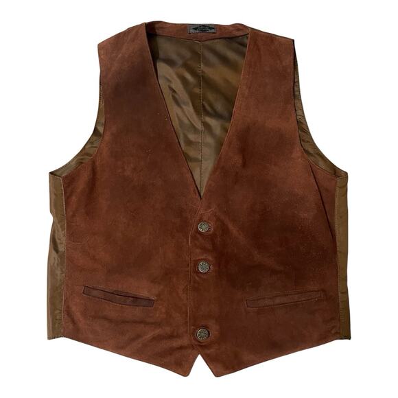 Vintage Other - Vintage Suede Vest Mens Size XS 38 Brown Johnny Leather Cowboy Italy Made 1973